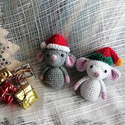 amigurumi ratones navideños